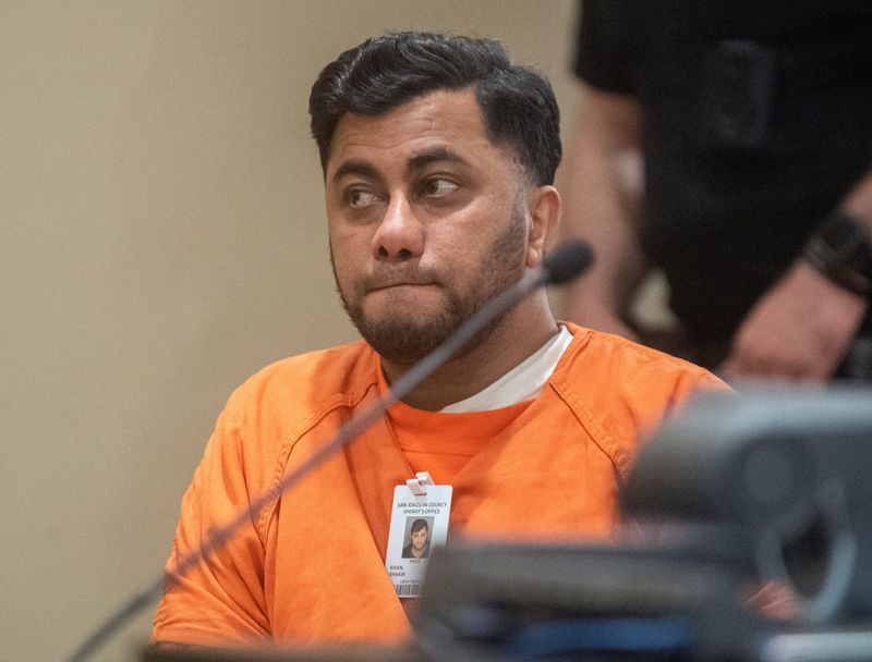 Lodi Councilor Shakir Khan appears in Department 6D of the San Joaquin County Courthouse in downtown Stockton for his arraignment on election fraud charges on Friday, Feb. 17, 2023. Khan is also facing illegal gambling, money laundering, and tax evasion charges.