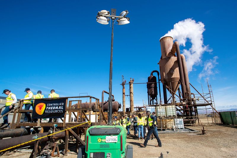 California Gov. Gavin Newsom tours Controlled Thermal Resources "Hell's Kitchen" geothermal and lithium drill site in Calipatria, Calif., on Monday, March 20, 2023.