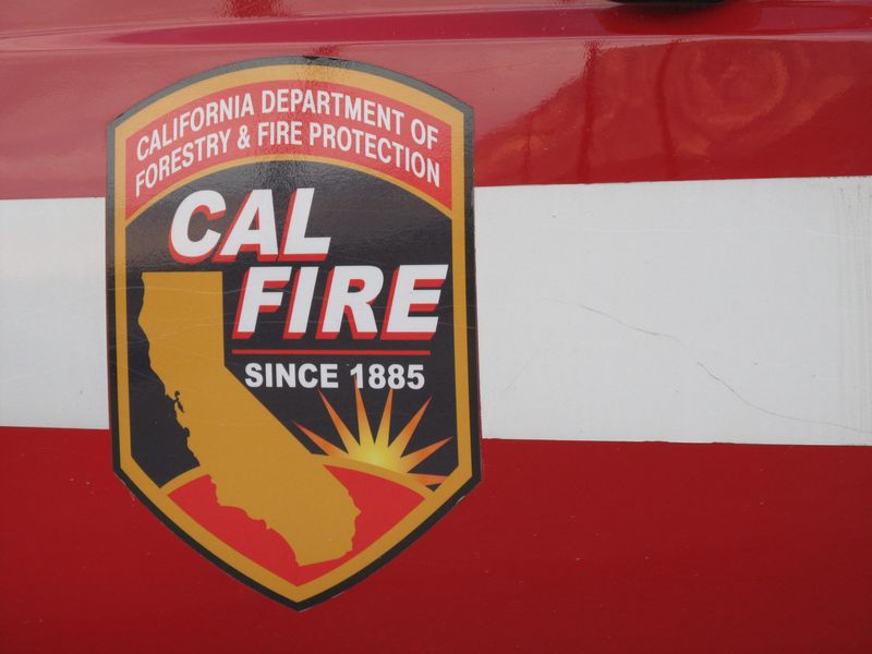 The logo for Cal Fire, the government agency also known as the California Department of Forestry and Fire Protection, is shown.