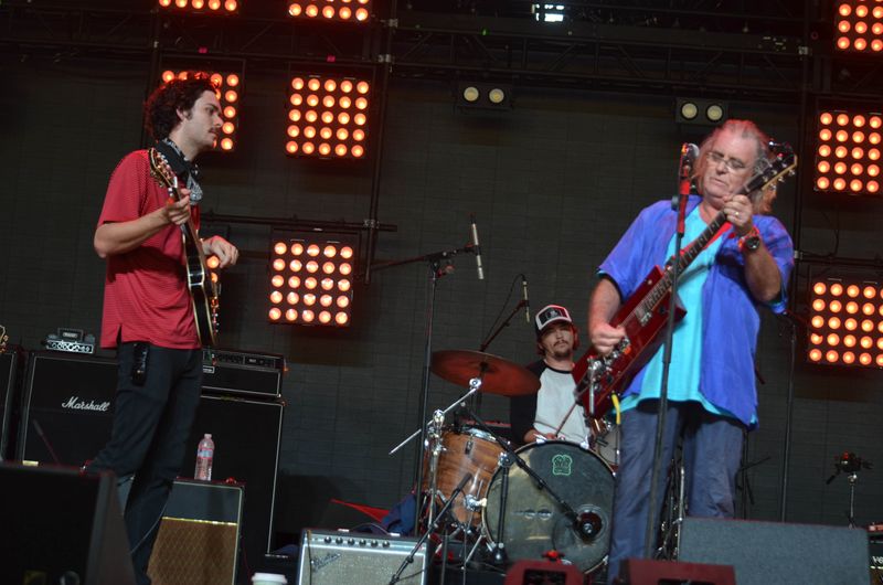 Terry Reid (right) makes a guest apperance during Little Red Spiders performance in the Mojave tent at the Coachella Music and Arts Festival on Sunday, April 12, 2015.