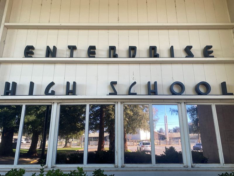The front of Enterprise High School is shown on Monday, Jan. 24, 2022.