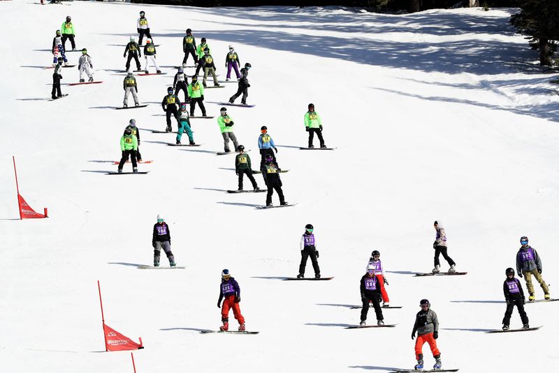 High school skiers and snowboarders compete at Mt. Shasta Ski Park on Jan. 24, 2022.