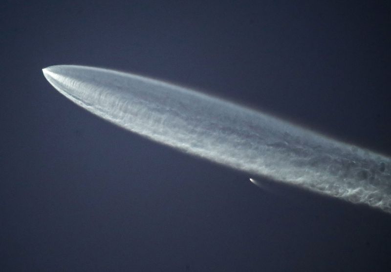 The SpaceX Falcon 9 rocket launches into low-Earth orbit over Southern California, April 1, 2024.