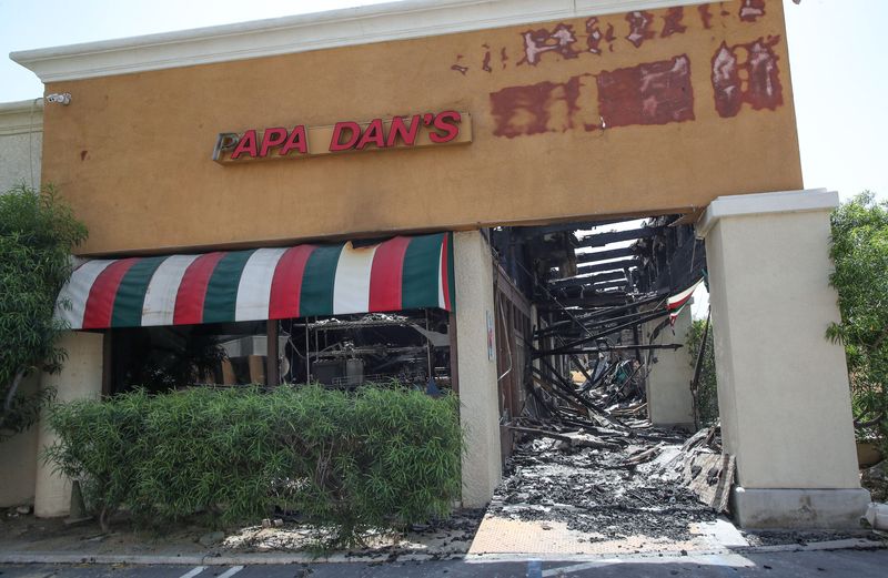 An April 2024 fire at the Plaza De Monterey Shopping Center in Palm Desert destroyed Papa Dan's and three other businesses.