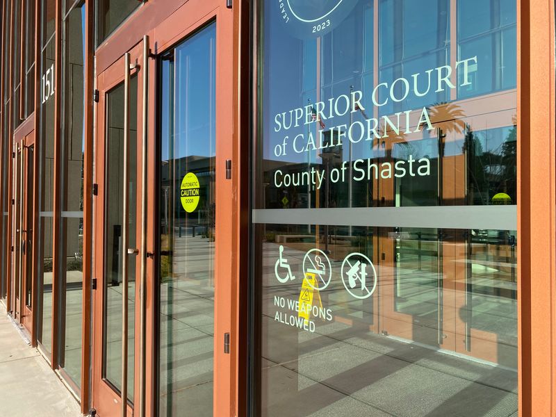 The front entrance to the Shasta County Courthouse is seen on March 7, 2024.
