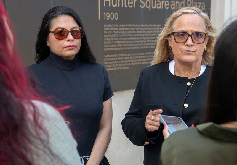 Angelann Flores, left, represented by her lawyer Tori Verber Salazar, appeared in Dept. 8B of the San Joaquin County Courthouse in downtown Stockton on charges of theft of public funds and insurance fraud on May 29, 2024.