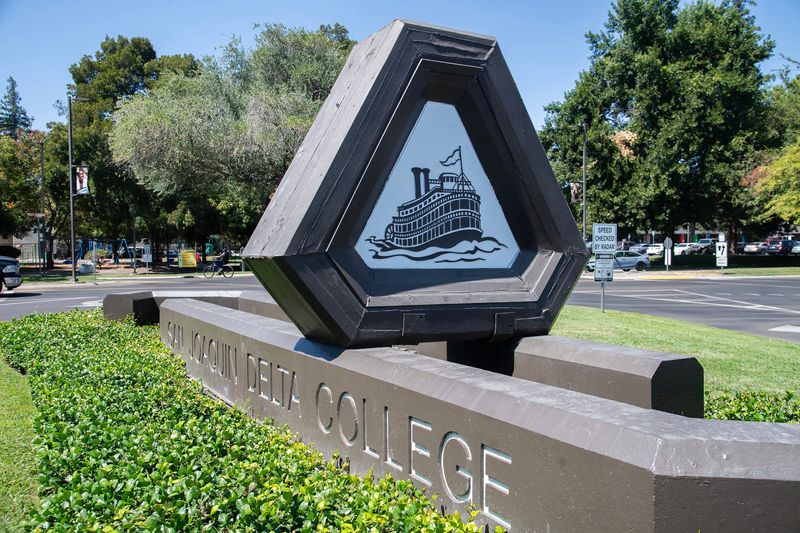 The west entrance to San Joaquin Delta College is located at 5151 Pacific Avenue in Stockton on Aug. 28, 2024.