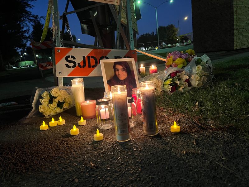 Jazmine Floris, often referred to as Jay, 23, was walking their service dog Thursday, October 24, 2024 along Pacific and Yokuts avenues when they were struck by a vehicle. A vigil was held in their memory on Friday, October 25, 2024 at San Joaquin Delta College.