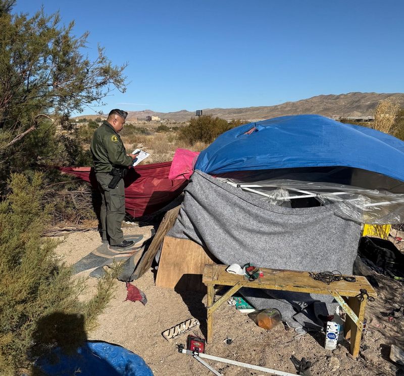 Members of the San Bernardino County Sheriff's Department Homeless Outreach Proactive Enforcement, or HOPE, Team contacted 35 people during an outreach effort under the county's "Operation Shelter Me" initiative in and around Barstow on Friday, Nov. 15, 2024.