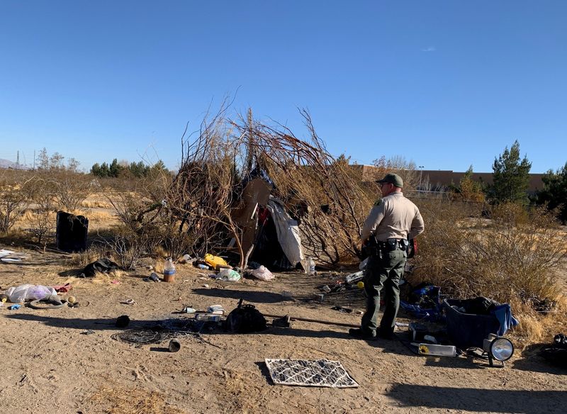 A San Bernardino County Sheriff's Department Homeless Outreach Proactive Enforcement, or HOPE, Team conducted a homeless outreach effort in Adelanto on Friday, Dec. 20, 2024.