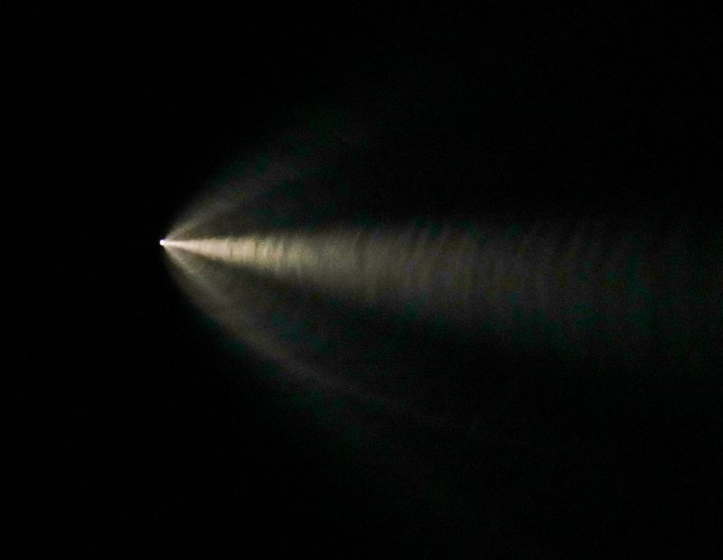 The SpaceX Falcon 9 Starlink launches from Vandenberg Space Force Base. Photographed from Whitewater, Calif., Jan. 24, 2025.