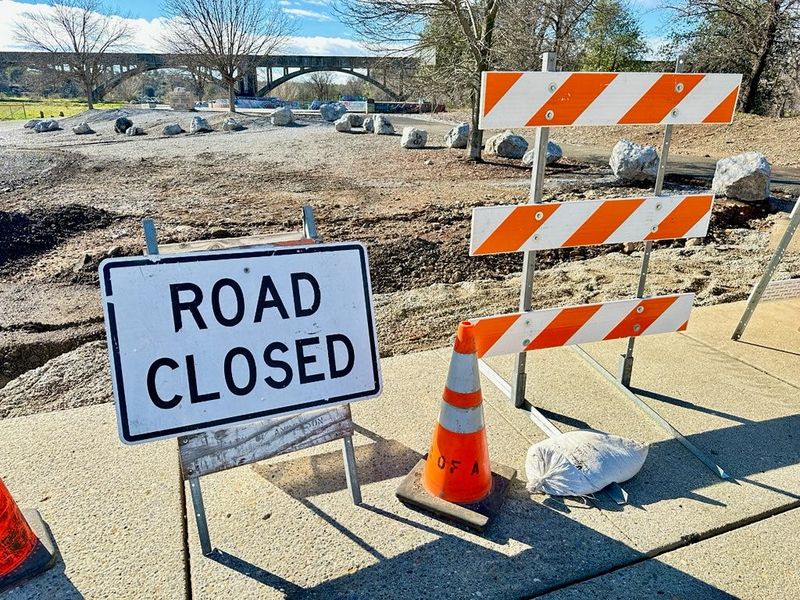 Flooding from Anderson Creek closed Emily Drive near Volonte Park in Anderson due to this week's downpours. The area is shown on Wednesday, Feb. 5, 2025 after waters receded.