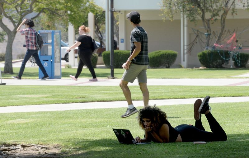 Moorpark College students on campus in August 2022. The college offers to bachelor's degrees in  in biomanufacturing and in applied cyberdefense & network operations.