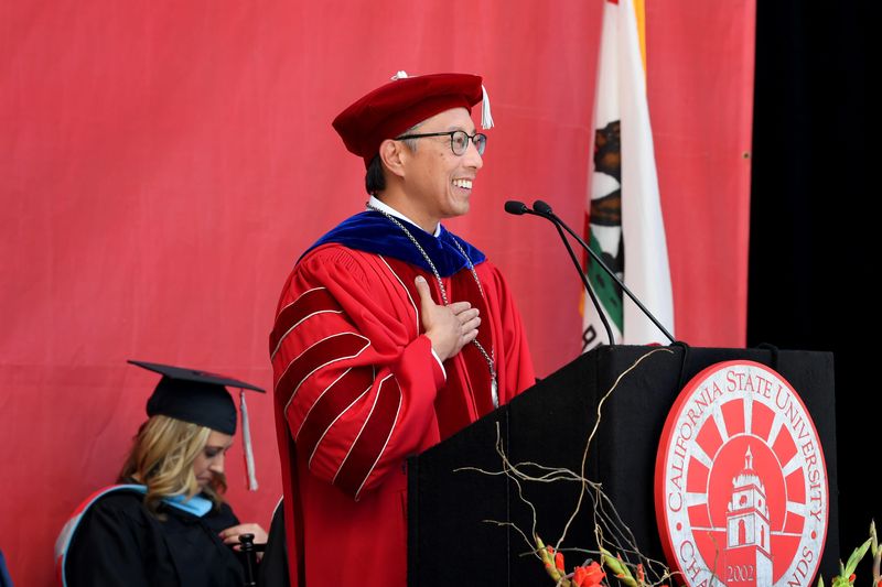 CSU Channel Islands President Richard Yao speaks during his investiture in September 2022.