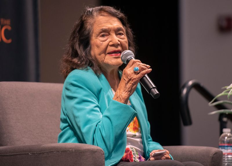 Farm labor activist Dolores Huerta speaks at the DeRosa University Center ballroom on the University of the Pacific campus in Stockton for Latino Heritage Month on Thursday, Sept. 29, 2022.