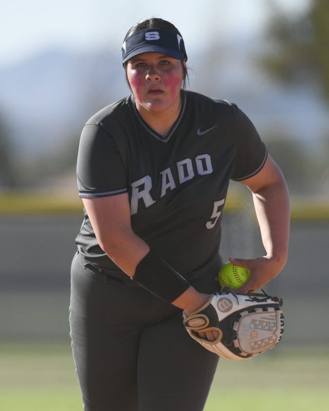 Silverado’s Alexis Rodriguez looks to throw a pitch during the sixth inning of the game against Granite Hills on Wednesday, April 9, 2025 in Apple Valley. Silverado defeated Granite Hills 11-6.