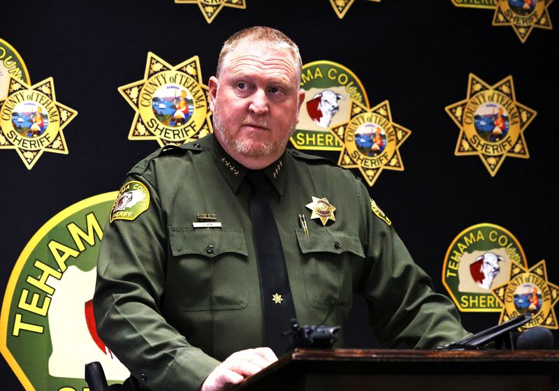 Tehama County Sheriff Dave Kain speaks at a May 13, 2025 press conference.