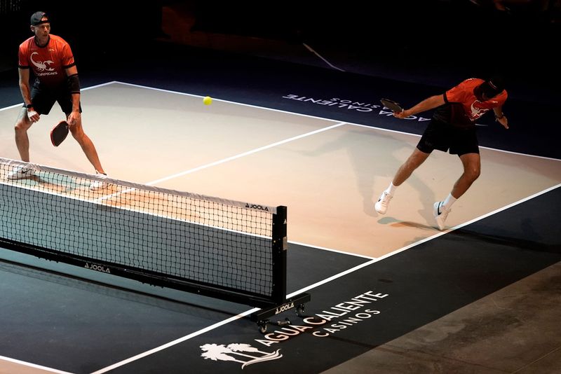 Coachella Valley Scorpions pickleball team hosts Seattle Tsunami in an exhibition event at The Show at Agua Caliente in Rancho Mirage, Calif., on May 15, 2025.