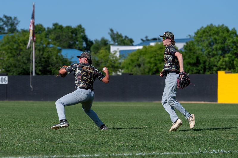 West Valley first baseman Bryton Miller throws the ball back to the infield after a Lassen hit.