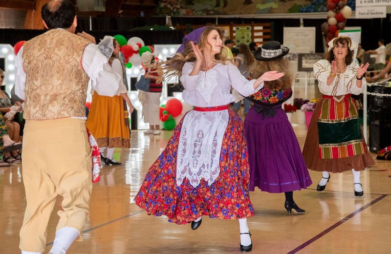 Members of the Balliamo Dancers perform traditional dances from Italy at the annual Festa Italian at the Lodi Grape Festival grounds in Lodi.