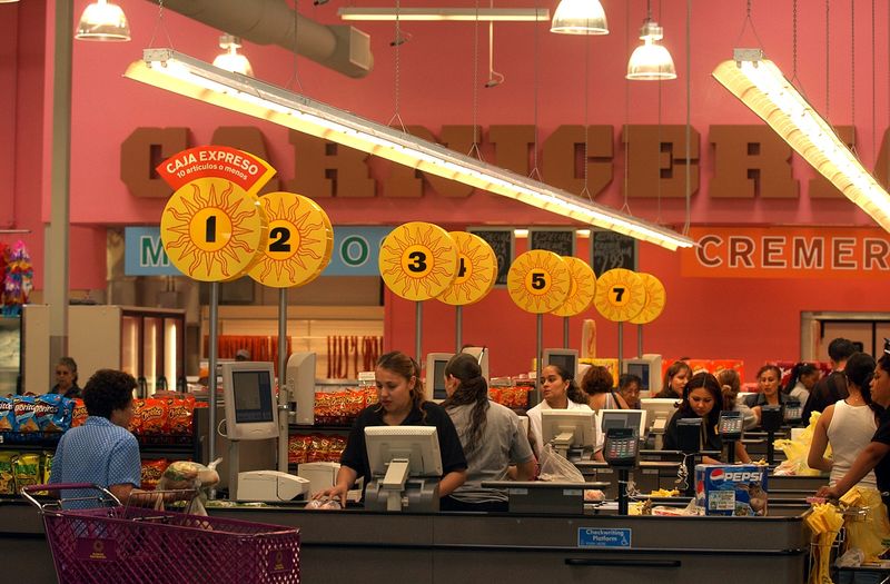 Colorful walls dominate the new Rancho San Miguel market on Airport Way near Martin Luther King Jr. Blvd. in Stockton on May, 5, 2004.