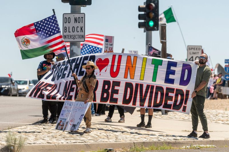 Protesters fill the Interstate 15 on ramp near Bear Valley Road during the No Kings Protest near Armagosa and Bear Valley Roads in Victorville CA on Saturday, 14 2025. (James Quigg, For the Daily Press)