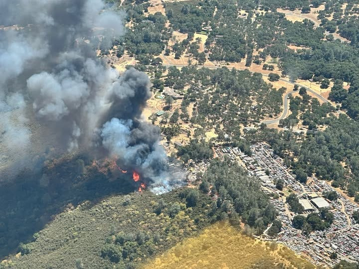 The Bonanza Fire spread at least 80 acres in El Dorado County, California on Tuesday, June 17.