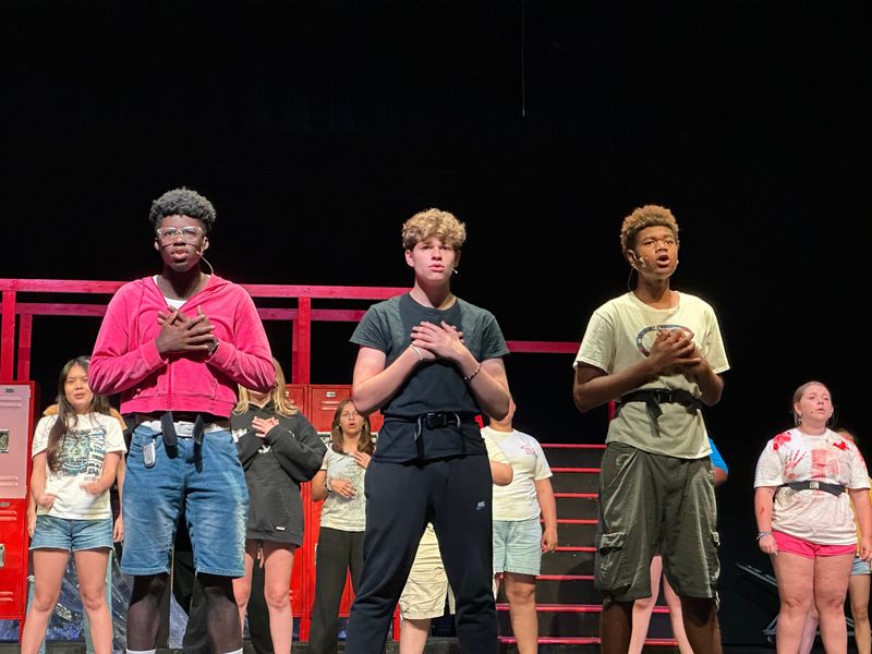 Lincoln Unified School District students rehearse for their summer production of High School Musical at the Lincoln High School Performing Arts Center in Stockton in June 2025.