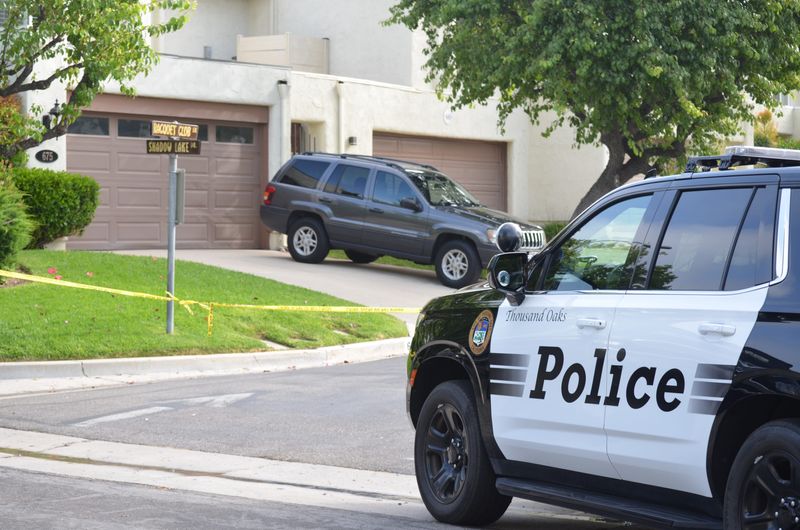 Deputies with the Ventura County Sheriff's Office closed off Racquet Club Lane in Thousand Oaks July 2, 2025, after a deputy shot a person with a gun experiencing a mental health issue the night prior.