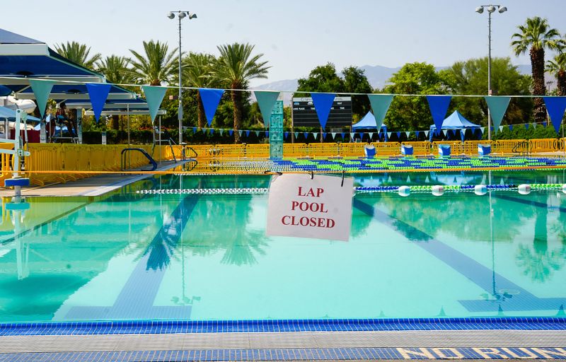 The lap pool is closed due to faulty filtration system at the Palm Desert Aquatic Center in Palm Desert, Calif., July 14, 2025.