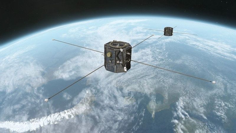 An artist’s concept depicts NASA’s TRACERS (Tandem Reconnection and Cusp Electrodynamics Reconnaissance Satellites) twin satellites in space. TRACERS will fly through Earth’s magnetic cusp to study magnetic interactions between Earth and the solar wind.