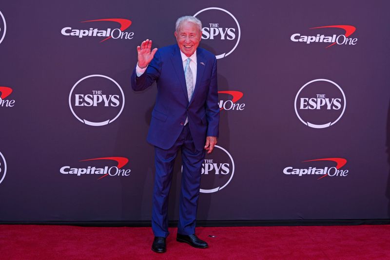 Jul 16, 2025; Los Angeles, CA, USA; Lee Corso on the red carpet before the ESPYS at The Dolby Theatre. Mandatory Credit: Kirby Lee-Imagn Images