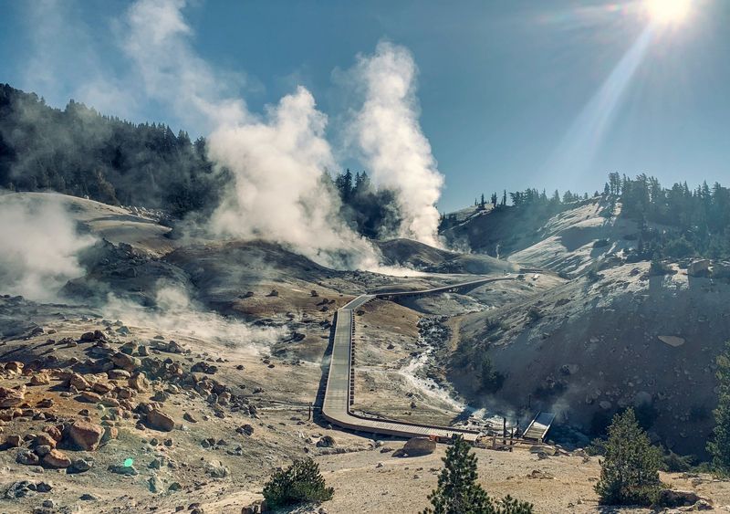 The Bumpass Hell boardwalk takes hikers through the Bumpass Hell hydrothermal area.