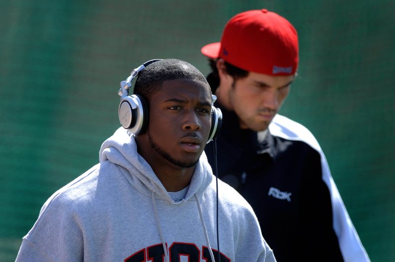 Apr 2, 2006; Los Angeles, CA, USA; Southern California Trojans tailback (5) Reggie Bush and quarterback (11) Matt Leinart arrive at the 2006 USC pro day at Katherine B. Loker Stadium in Los Angeles, CA. Mandatory Credit: Photo By Mark J. Rebilas-USA TODAY Sports © Copyright Mark J. Rebilas