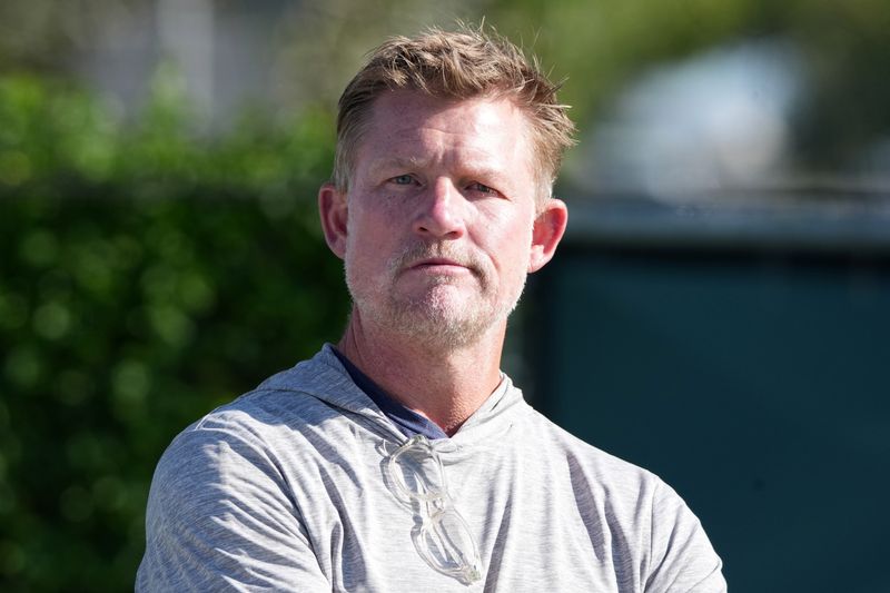 Jul 23, 2025; Los Angeles, CA, USA; Los Angeles Rams general manager Les Snead watches during training camp at Loyola Marymount University. Mandatory Credit: Kirby Lee-Imagn Images