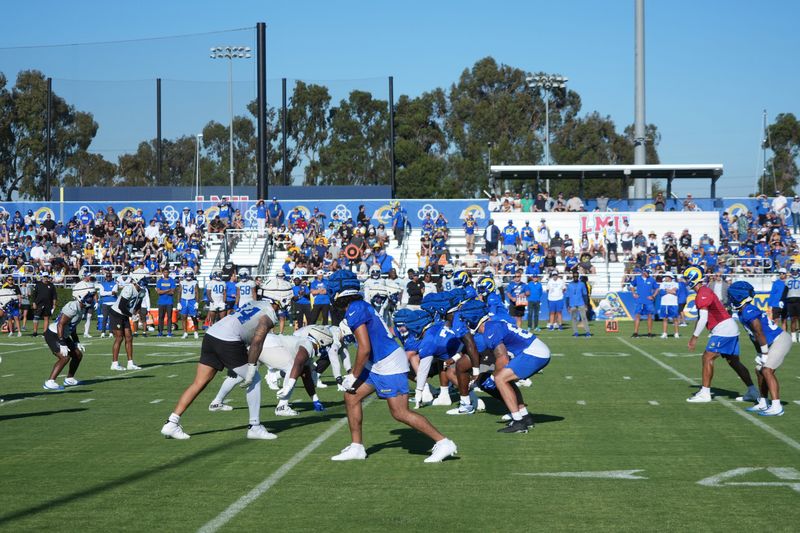 Jul 23, 2025; Los Angeles, CA, USA; A general overall view of Los Angeles Rams training camp at Loyola Marymount University. Mandatory Credit: Kirby Lee-Imagn Images