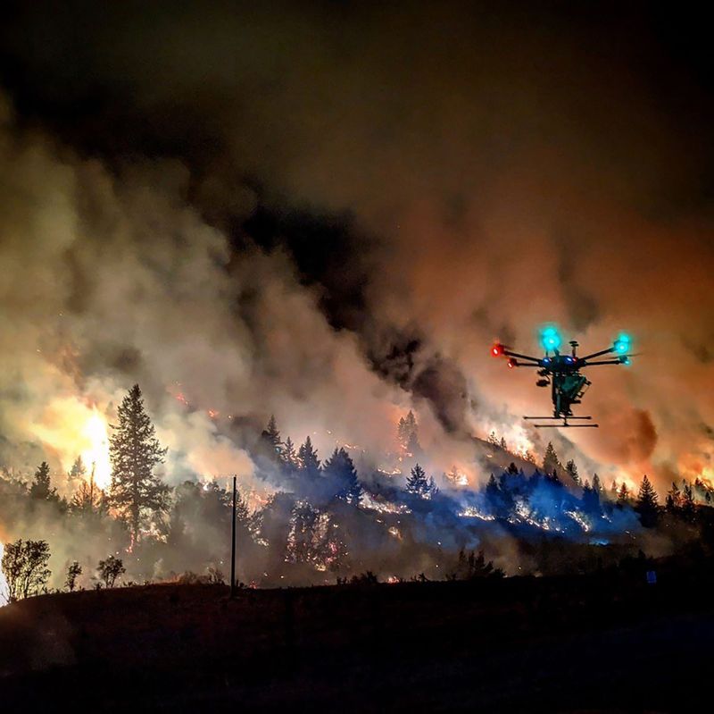 Firefighters like those on the Green Fire in the Shasta-Trinity National Forest are using drones to check fire size and directions wildfires are moving.