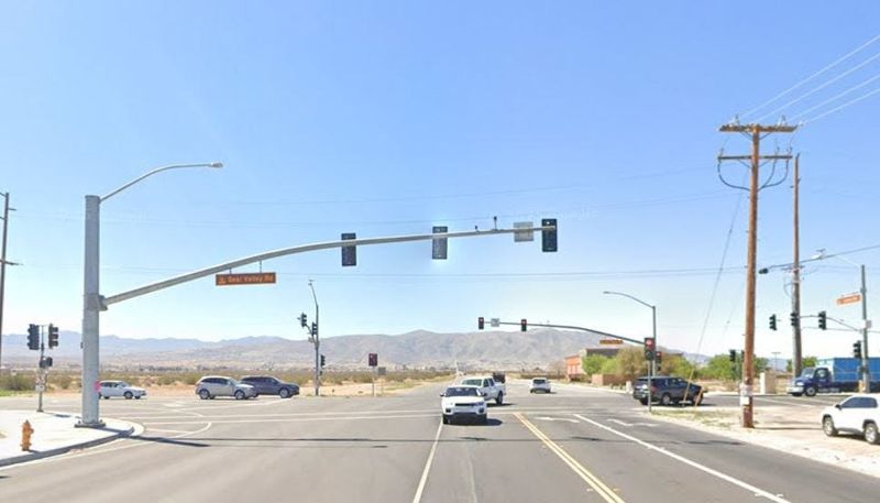 The intersection of Bear Valley Road and Central Road in Apple Valley, pictured in a Google Street View image.