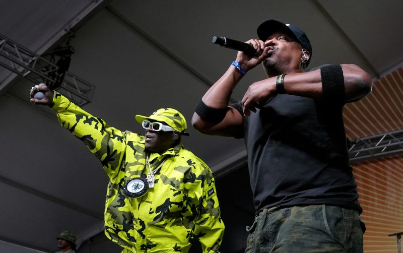 Flavor Flav and Chuck D hit the Quad stage as Public Enemy on Saturday, day 2, of the Newport Folk Festival in Newport, RI on July 26, 2025.