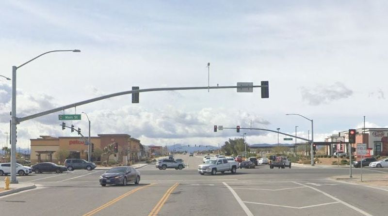 The intersection of Main Street and Escondido Avenue in Hesperia, pictured in a Google Street View image.