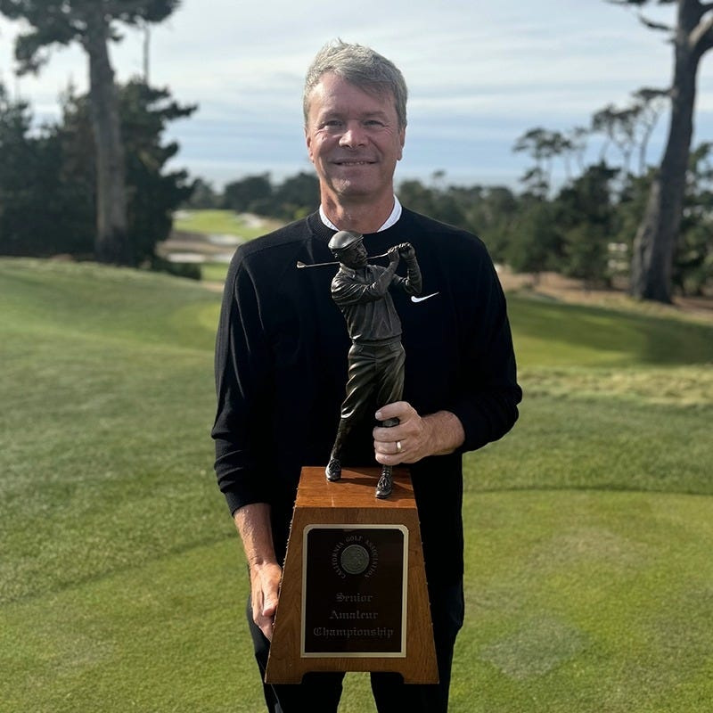 Trae Cassell of La Quinta with his California State Senior Amateur championship trophy from 2024. Cassell has qualified for the US Senior Amateur Champions Aug. 23-28.