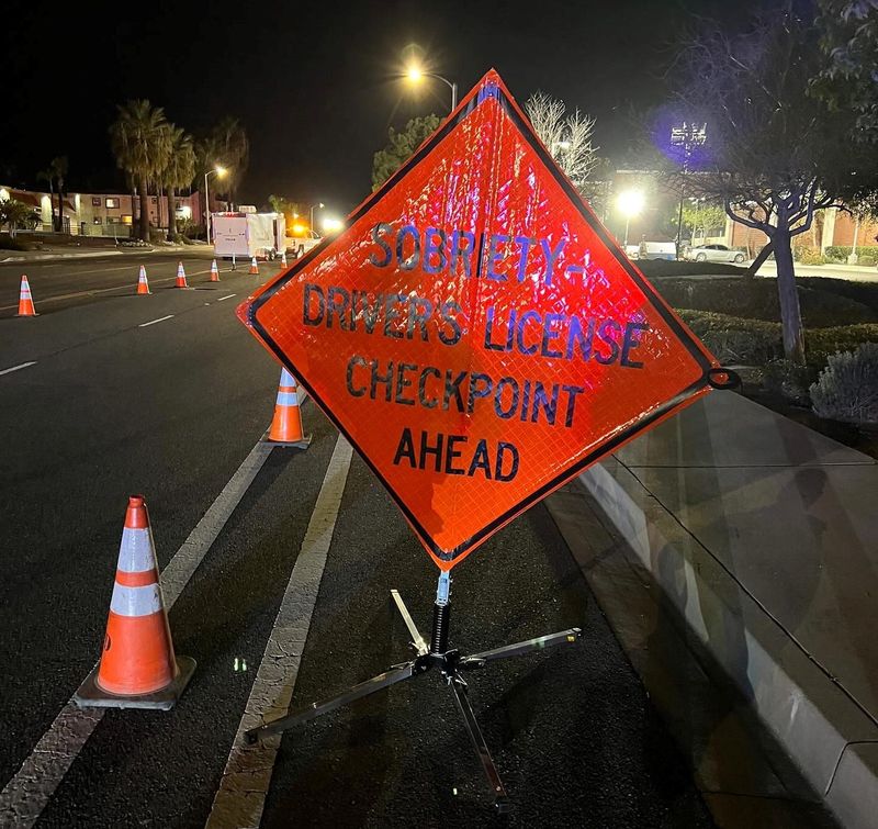 A roadside sobriety checkpoint, pictured in an undated photo.