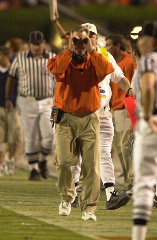Auburn coach Tommy Tuberville questions the vision fo the refreee after a pass-interference call went against Auburn on Saturday at Auburn.Utauburn12 Cc170