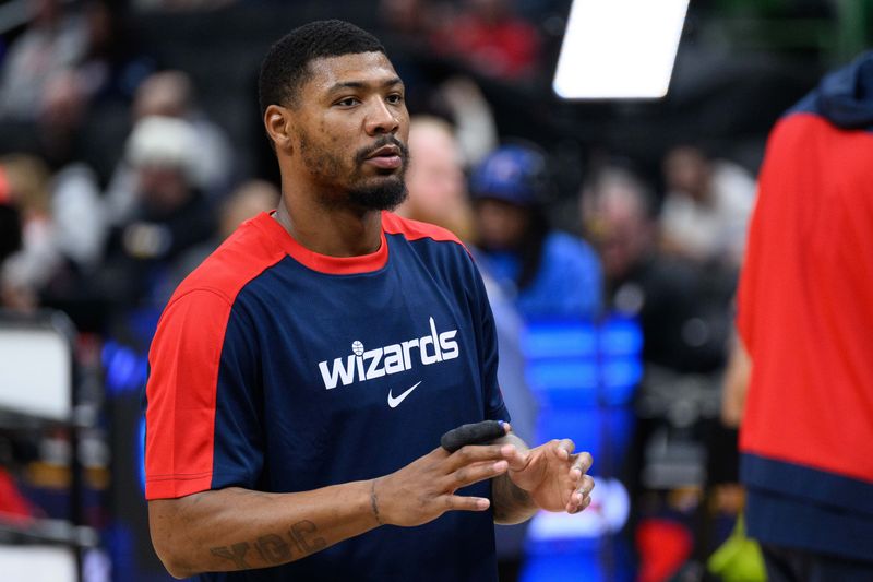 Mar 5, 2025; Washington, District of Columbia, USA; Washington Wizards guard Marcus Smart (36) warms up prior to the game between the Washington Wizards and the Utah Jazz at Capital One Arena. Mandatory Credit: Reggie Hildred-Imagn Images