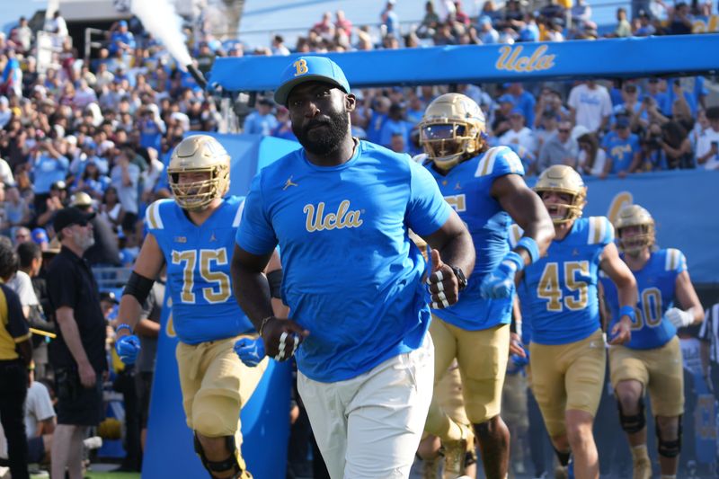 UCLA Bruins head coach DeShaun Foster enters the field before the game against the Indiana Hoosiers at Rose Bowl.