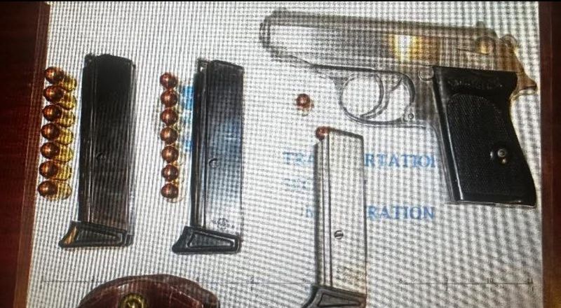 A Walther PPK and ammunition allegedly confiscated at the Palm Springs International Airport on Monday, Aug. 25.