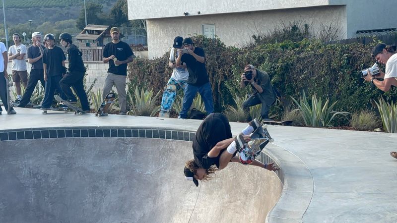 Matthew Wilcox, 25, of Simi Valley, rides a skateboard at the opening of an expanded Westpark Skatepark in Ventura on Aug. 28, 2025.