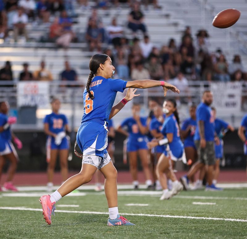Emma Coronado, senior quarterback for Kimball, leads the nation in passing yards and has eclipsed 10,000 career passing yards. She has helped the Jaguars make statement wins while setting the pace for one of the top flag football programs in San Joaquin County.