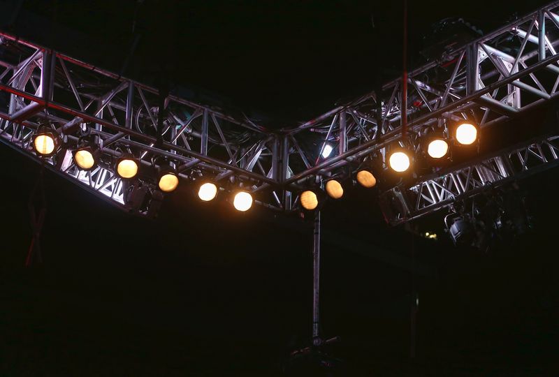 Sep 21, 2013; Toronto, Ontario, CAN; Stage lights above the octagon prior to Jon Jones (not pictured) fight against Alexander Gustafsson (not pictured) during their Light Heavyweight Championship bout at UFC 165 at the Air Canada Centre. Mandatory Credit: Tom Szczerbowski-USA TODAY Sports