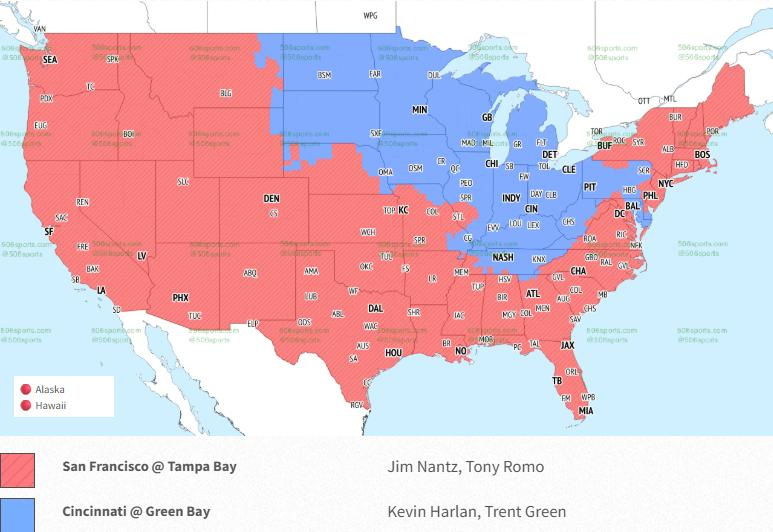 49ers vs. Bucs Week 6 broadcast map